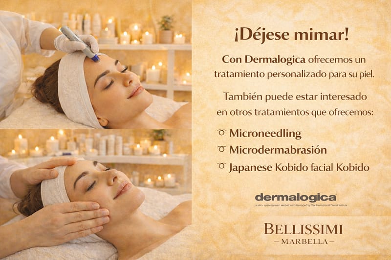 Tratamiento facial Dermalogica en Marbella – microneedling, microdermoabrasión y masaje Kobido en Bellissimi