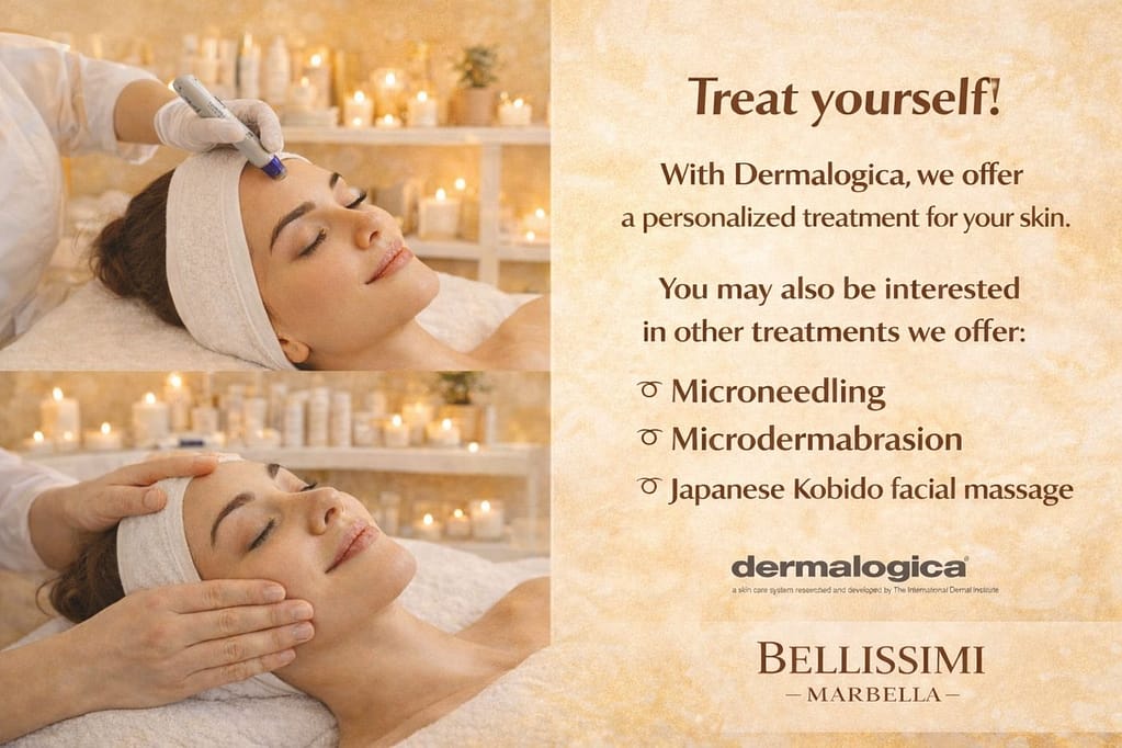 Luxury Dermalogica facial treatment in Marbella with microneedling, microdermabrasion and Kobido massage at Bellissimi