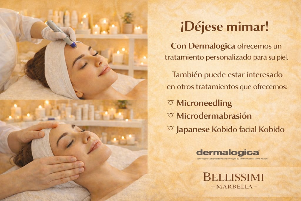 Tratamiento facial Dermalogica en Marbella – microneedling, microdermoabrasión y masaje Kobido en Bellissimi