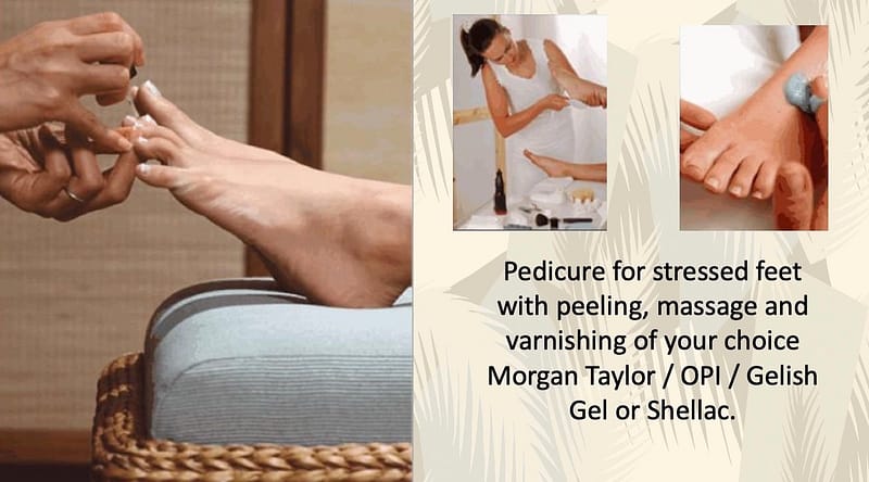 Pedicure with scrub, massage and nail polish at Hair & Beauty BELLISSIMI MARBELLA – professional foot care in Marbella