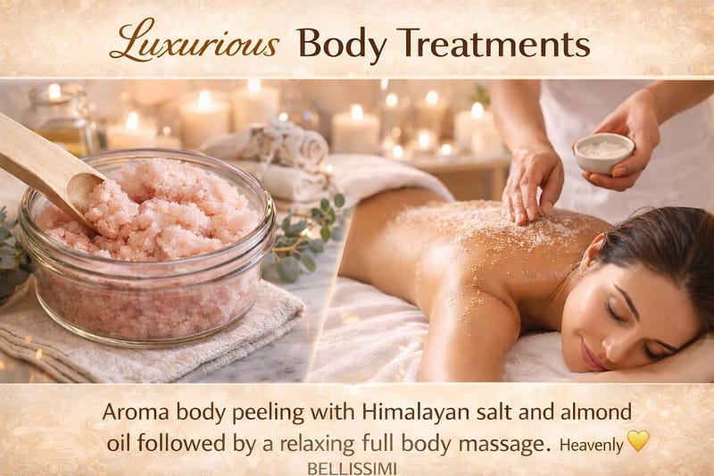 Peeling corporal de lujo con sal del Himalaya y aceite de almendras seguido de masaje relajante en Bellissimi Marbella